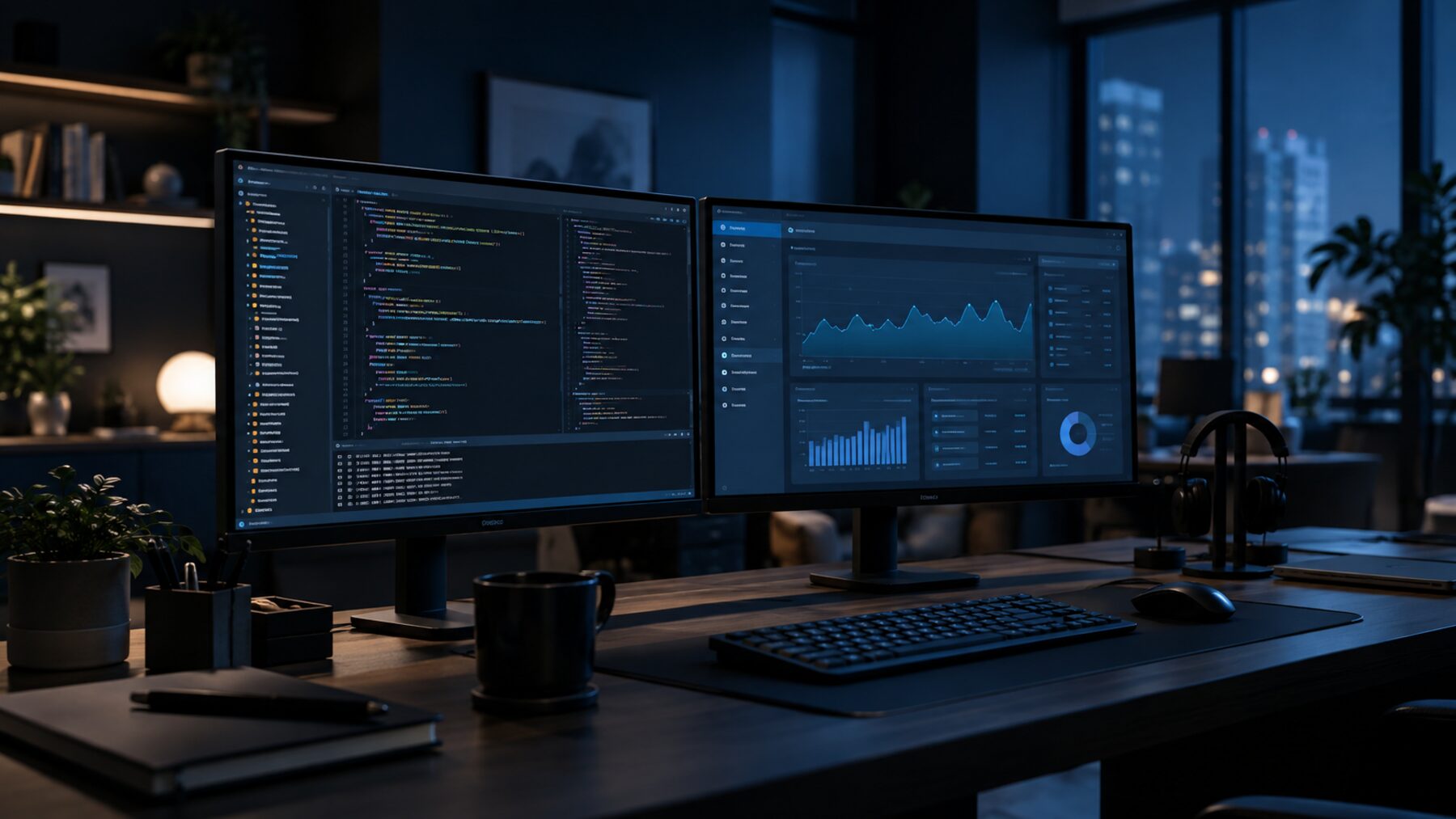 Imagen ilustrativa de un espacio de trabajo de desarrollo de software